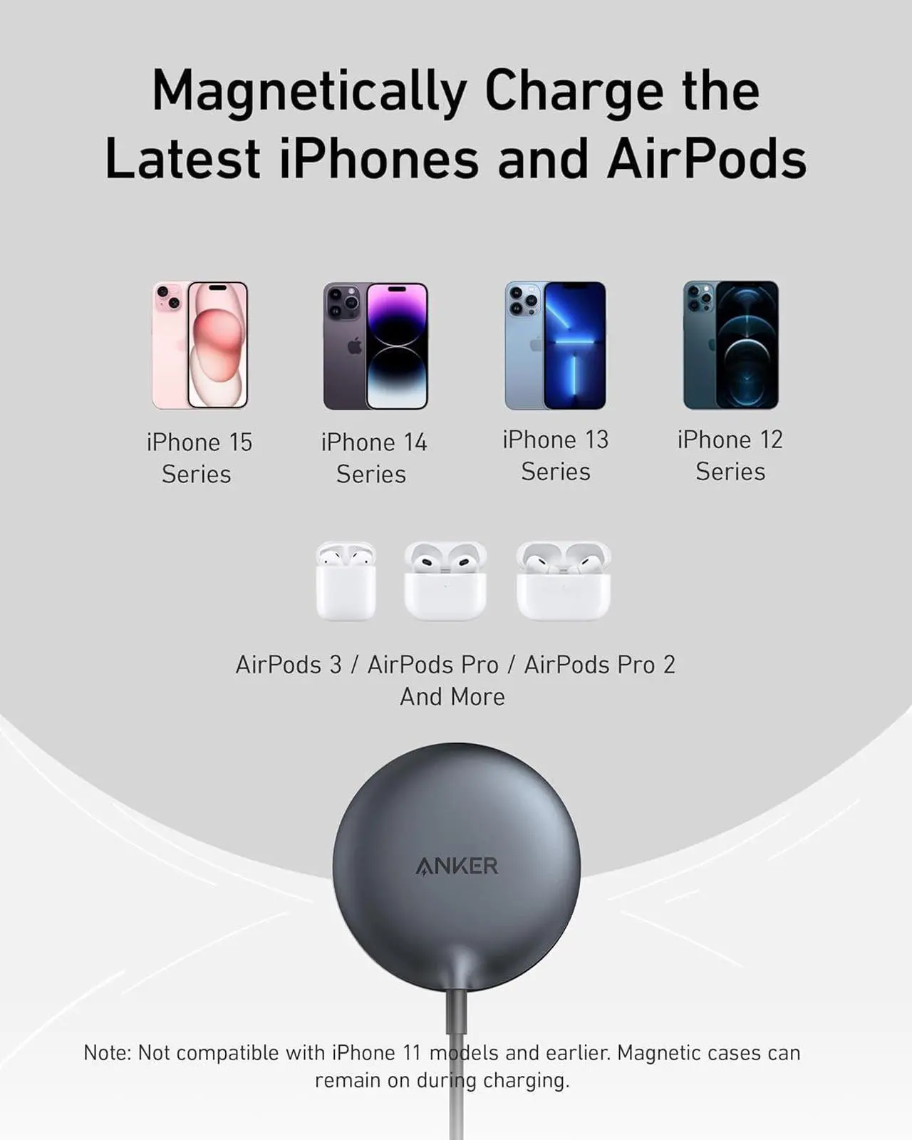 Alt view image 7 of 7 - MagSafe Charger Pad Compatible MagGo iPhone 16 Wireless Charging Pad Qi2 Certified 15W Wireless Charger for iPhone 16/16 Plus/16 Pro/16 Pro Max/15/14/13/12 Series (Charger Not Included)