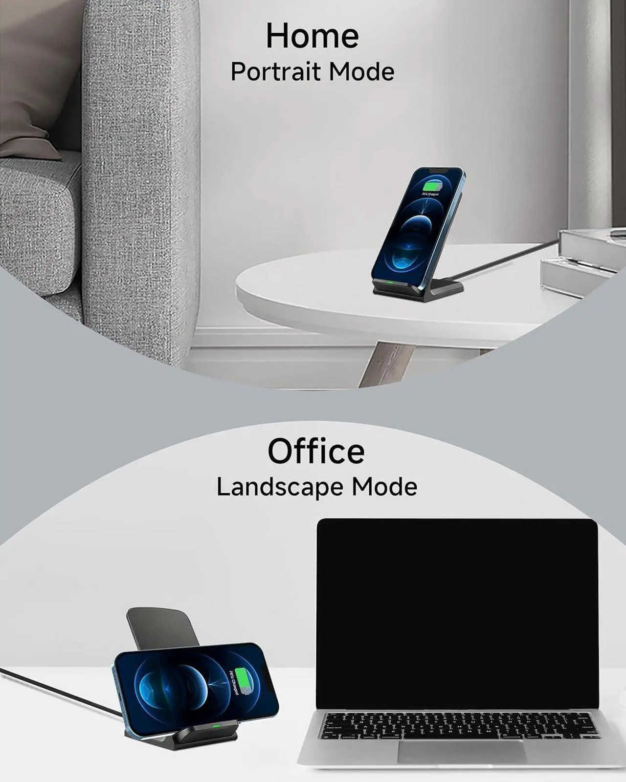Alt view image 5 of 6 - Wireless Phone Charger for iPhone & Android 15W Fast Qi Wireless Charger Stand for iPhone 16 Pro Max 15 14 13 12 Plus 11  Galaxy S26 Ultra Z Note Pixel 9 (Classic Black)