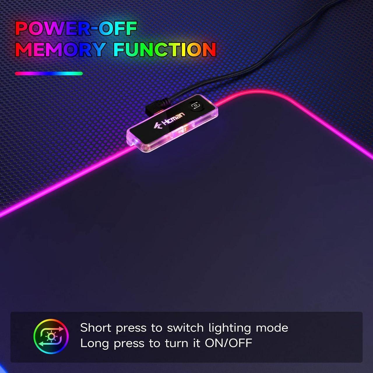Alt view image 6 of 6 - RGB Gaming Mouse Pad Large Mousepad with Led Light PC Gaming Accessories Black Keyboard Pad for Desk Non-Slip Rubber Base XXL Big Mouse Mat for Gamer Boy Men Gift (31.5 X 12 Inch)