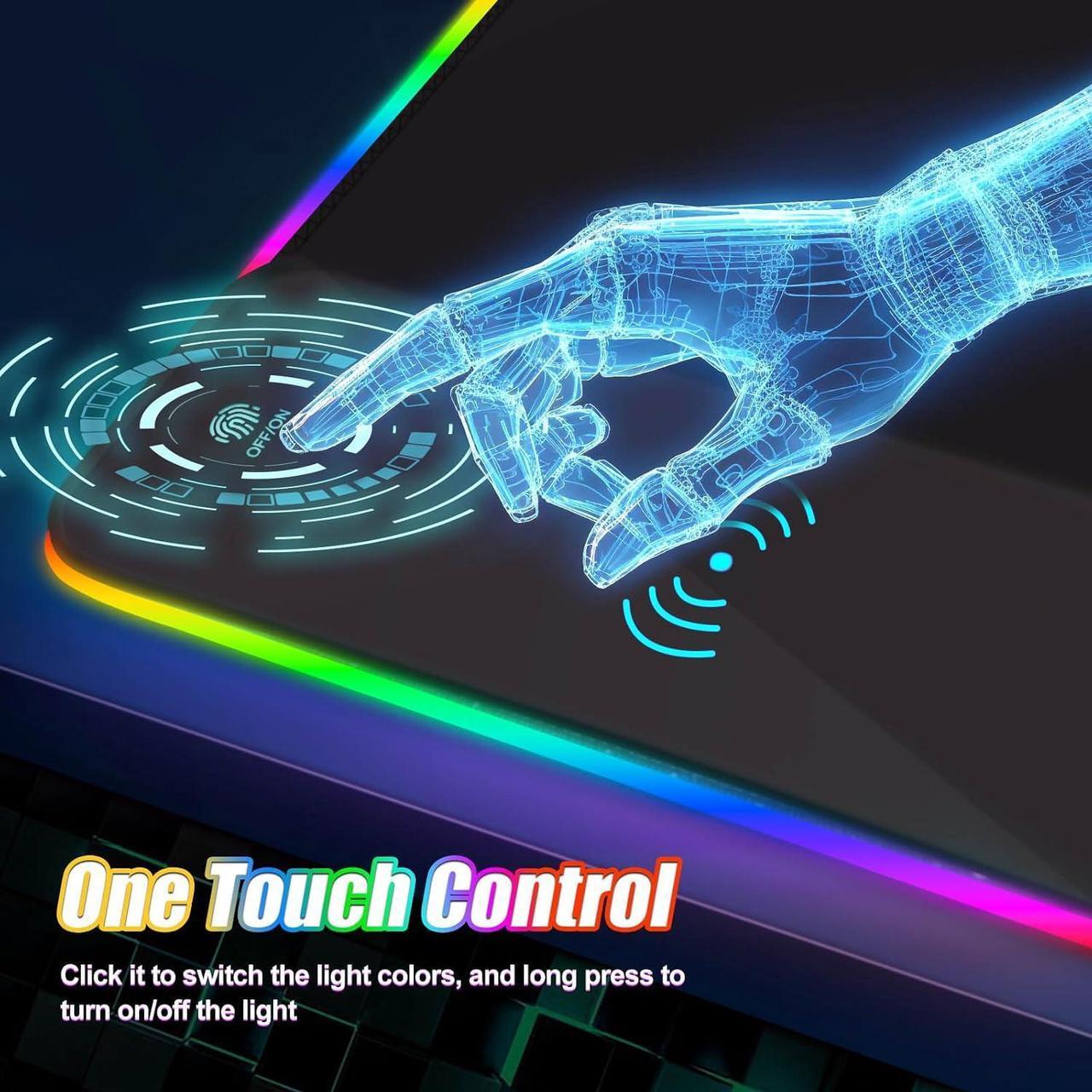 Alt view image 4 of 7 - Wireless Charging RGB Gaming Mouse Pad 15W LED Mouse Mat with 30W Charger 14 Light Modes Large Mousepad Wrist Support Non-Slip Rubber Base Desk Mat Computer PC Keyboard Pad XXL Cool Black