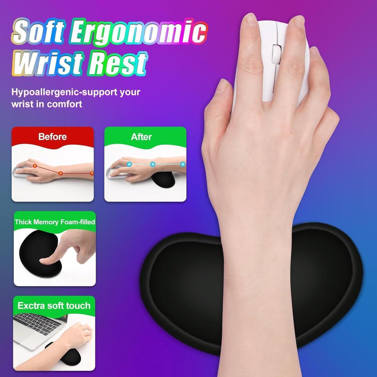 Alt view image 5 of 7 - Wireless Charging RGB Gaming Mouse Pad 15W LED Mouse Mat with 30W Charger 14 Light Modes Large Mousepad Wrist Support Non-Slip Rubber Base Desk Mat Computer PC Keyboard Pad XXL Cool Black