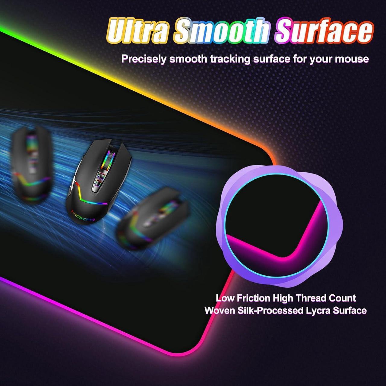 Alt view image 6 of 7 - Wireless Charging RGB Gaming Mouse Pad 15W LED Mouse Mat with 30W Charger 14 Light Modes Large Mousepad Wrist Support Non-Slip Rubber Base Desk Mat Computer PC Keyboard Pad XXL Cool Black
