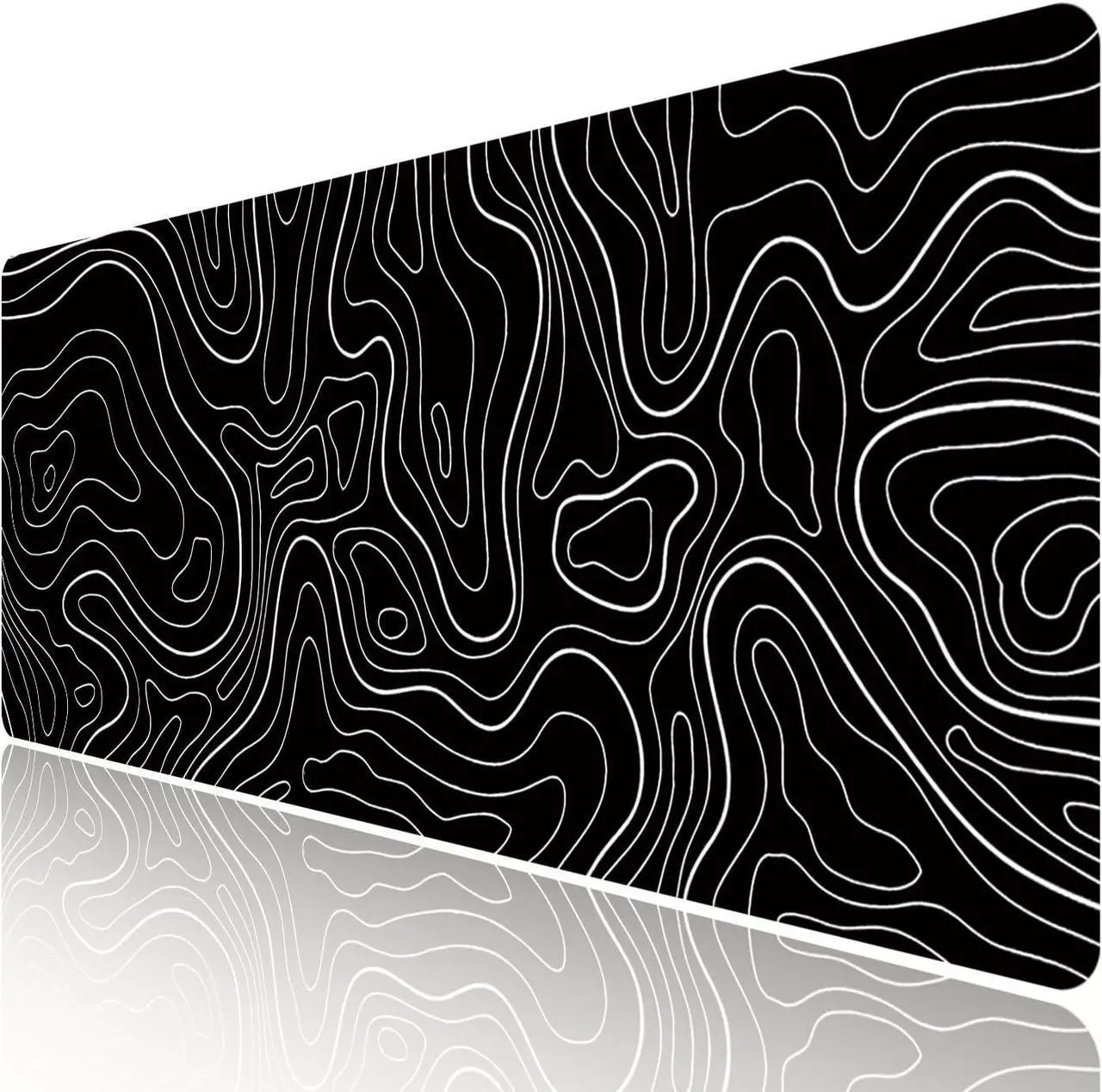 Main image of Large Gaming TOPO Keyboard Mouse Pad Black and White Topographic Mouse Pad with Anti-Slip Rubber Base Extended XXL Long Gaming Mousepad Big Mouse Pads for Desk 31.5 X 11.8 Inch
