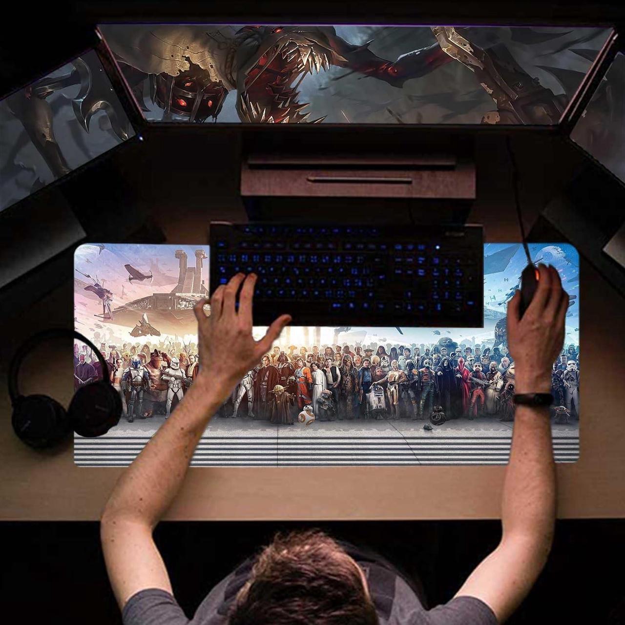 Alt view image 3 of 7 - XXL Large Gaming Mouse Pad The Chosen One Custom Desk Pad Mousepad with Anti-Slip Rubber Base Stitched Frame Mouse Mat Portable Desk Mat for Computer Keyboard Mice Laptop & PC 31.5X15.7 Inch