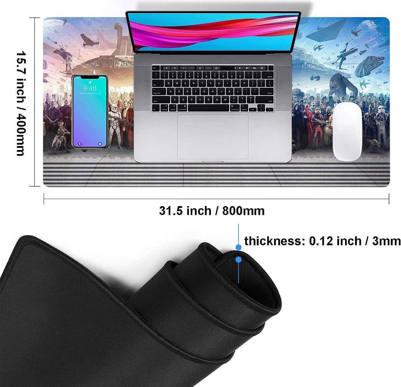 Alt view image 5 of 7 - XXL Large Gaming Mouse Pad The Chosen One Custom Desk Pad Mousepad with Anti-Slip Rubber Base Stitched Frame Mouse Mat Portable Desk Mat for Computer Keyboard Mice Laptop & PC 31.5X15.7 Inch