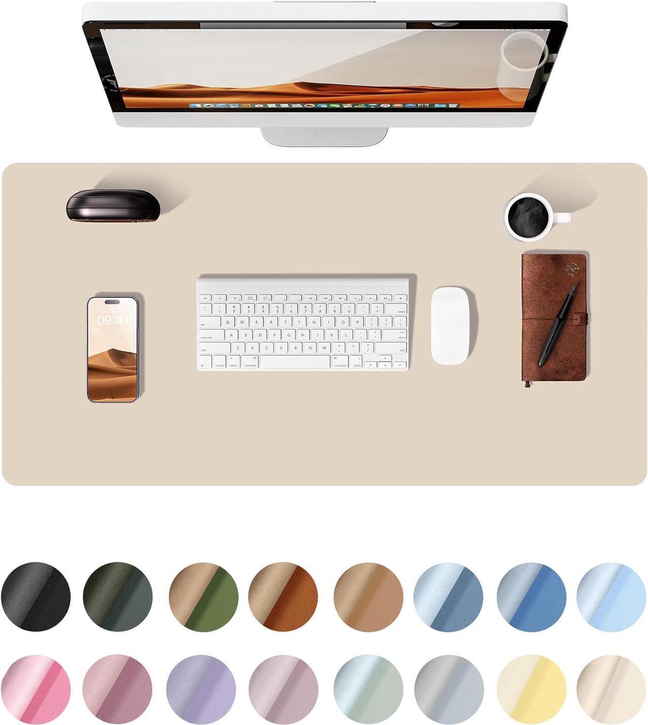 Main image of Leather Desk Pad Protector Office Desk Mat Large Mouse Pad Non-Slip PU Leather Desk Blotter Laptop Desk Pad Waterproof Desk Writing Pad for Office and Home (Eggshell 31.5 x 15.8)