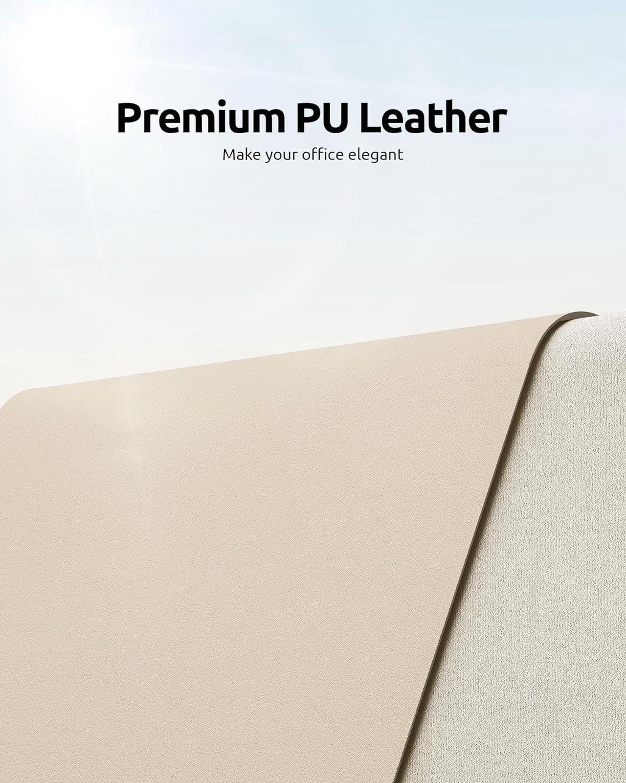 Alt view image 2 of 7 - Leather Desk Pad Protector Office Desk Mat Large Mouse Pad Non-Slip PU Leather Desk Blotter Laptop Desk Pad Waterproof Desk Writing Pad for Office and Home (Eggshell 31.5 x 15.8)