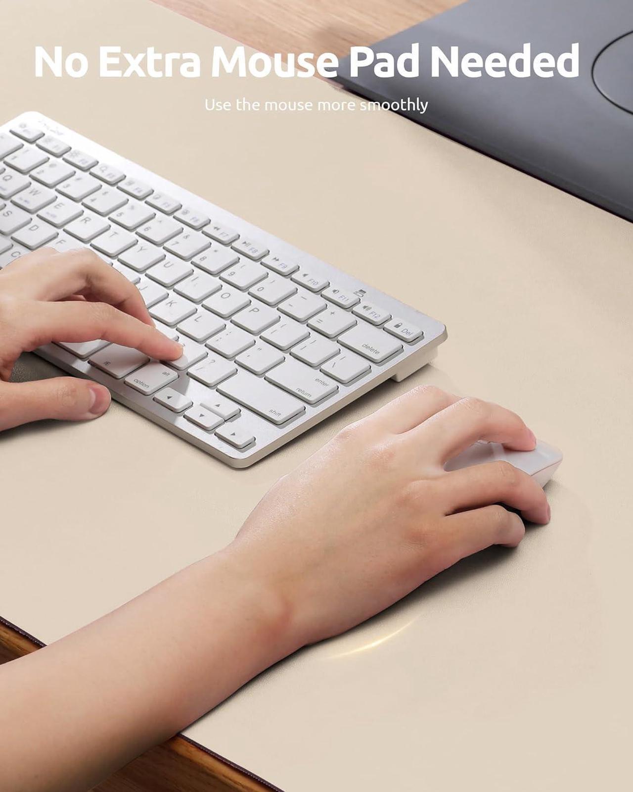 Alt view image 3 of 7 - Leather Desk Pad Protector Office Desk Mat Large Mouse Pad Non-Slip PU Leather Desk Blotter Laptop Desk Pad Waterproof Desk Writing Pad for Office and Home (Eggshell 31.5 x 15.8)