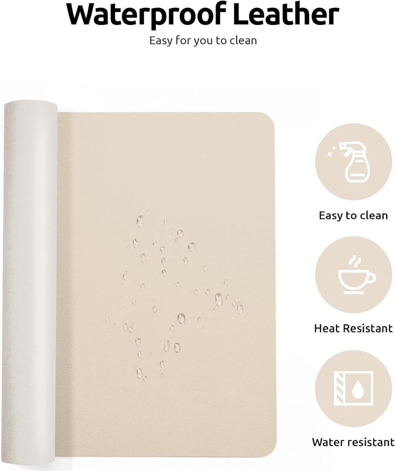 Alt view image 4 of 7 - Leather Desk Pad Protector Office Desk Mat Large Mouse Pad Non-Slip PU Leather Desk Blotter Laptop Desk Pad Waterproof Desk Writing Pad for Office and Home (Eggshell 31.5 x 15.8)