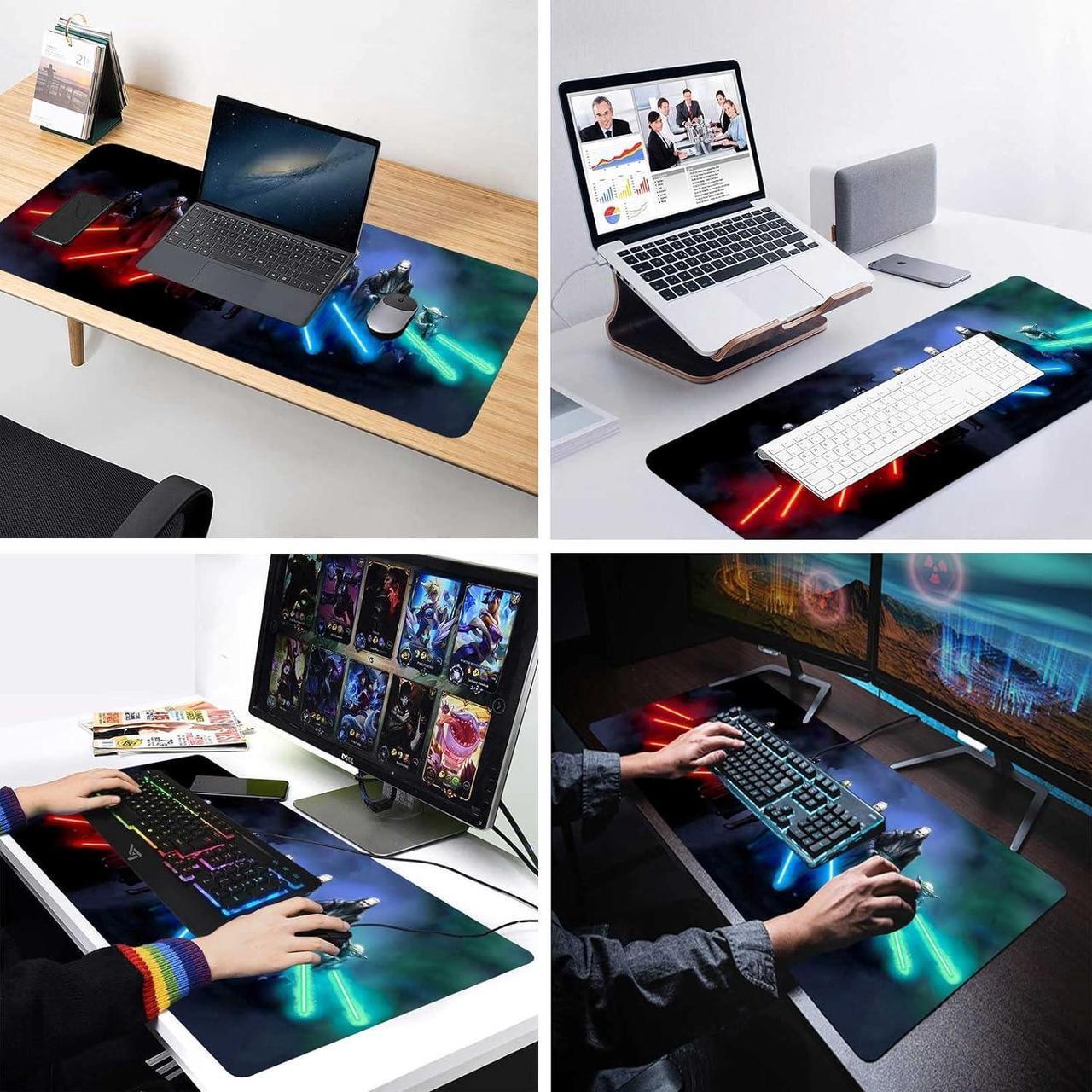 Alt view image 5 of 7 - Extra Large Gaming Mouse Pad Custom Mousepad with Non-Slip Rubber Base Stitched Edges Mouse Mat Washable Desk Pad Portable Computer Keyboard & Mice Combo Pads 31.5x15.7 Inch