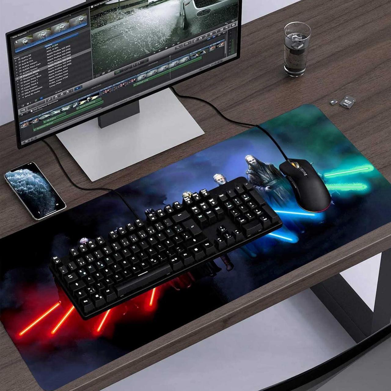 Alt view image 6 of 7 - Extra Large Gaming Mouse Pad Custom Mousepad with Non-Slip Rubber Base Stitched Edges Mouse Mat Washable Desk Pad Portable Computer Keyboard & Mice Combo Pads 31.5x15.7 Inch