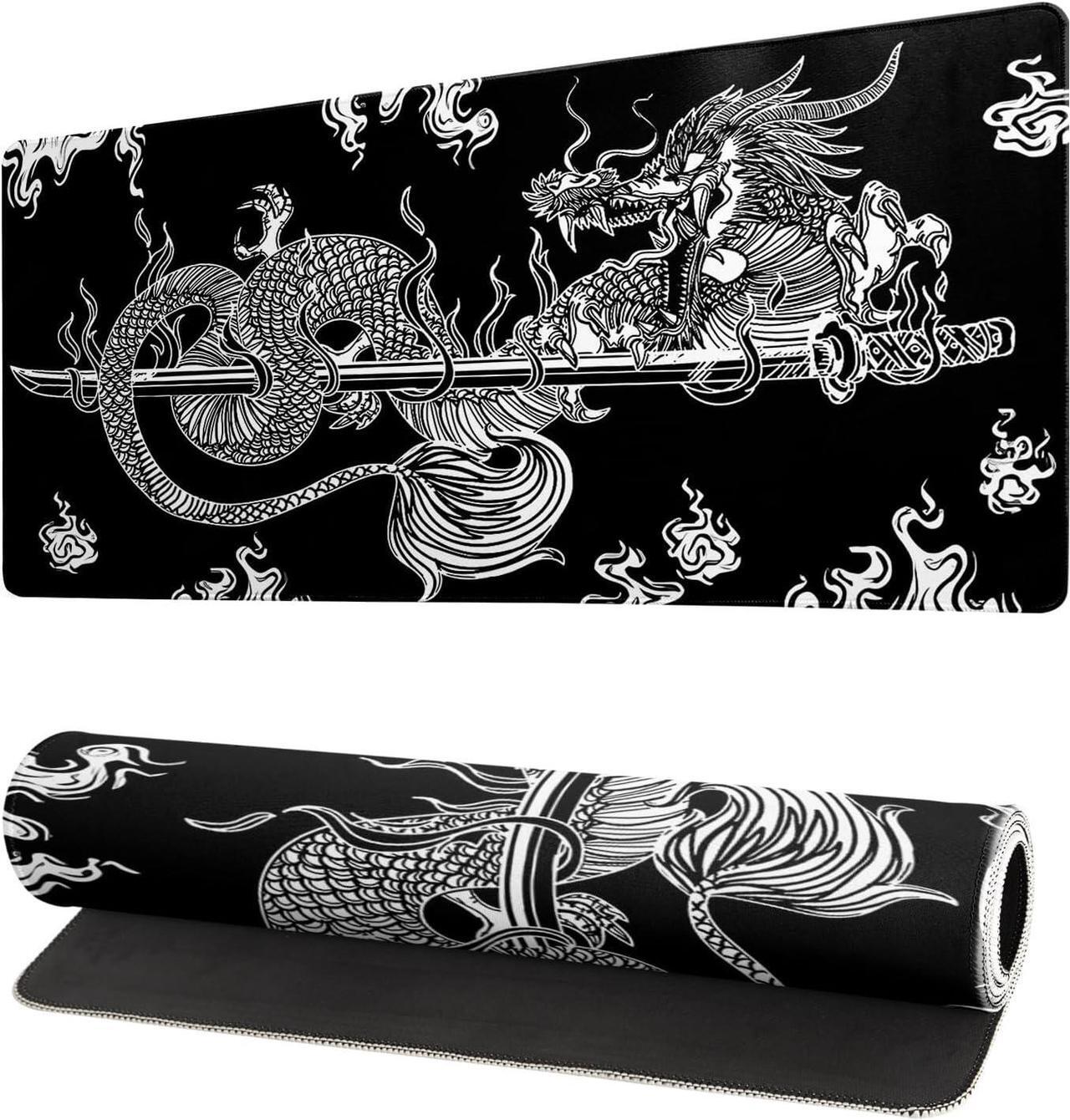 Main image of Dragon Gaming Mouse Pad Black Large Mouse Pad for Keyboard and Mousepad Desk Mat with 3mm Non-Slip Base and Stitched Edge for Gaming and Office Computer Mat Protector Mat 27.6x11.8 Inch