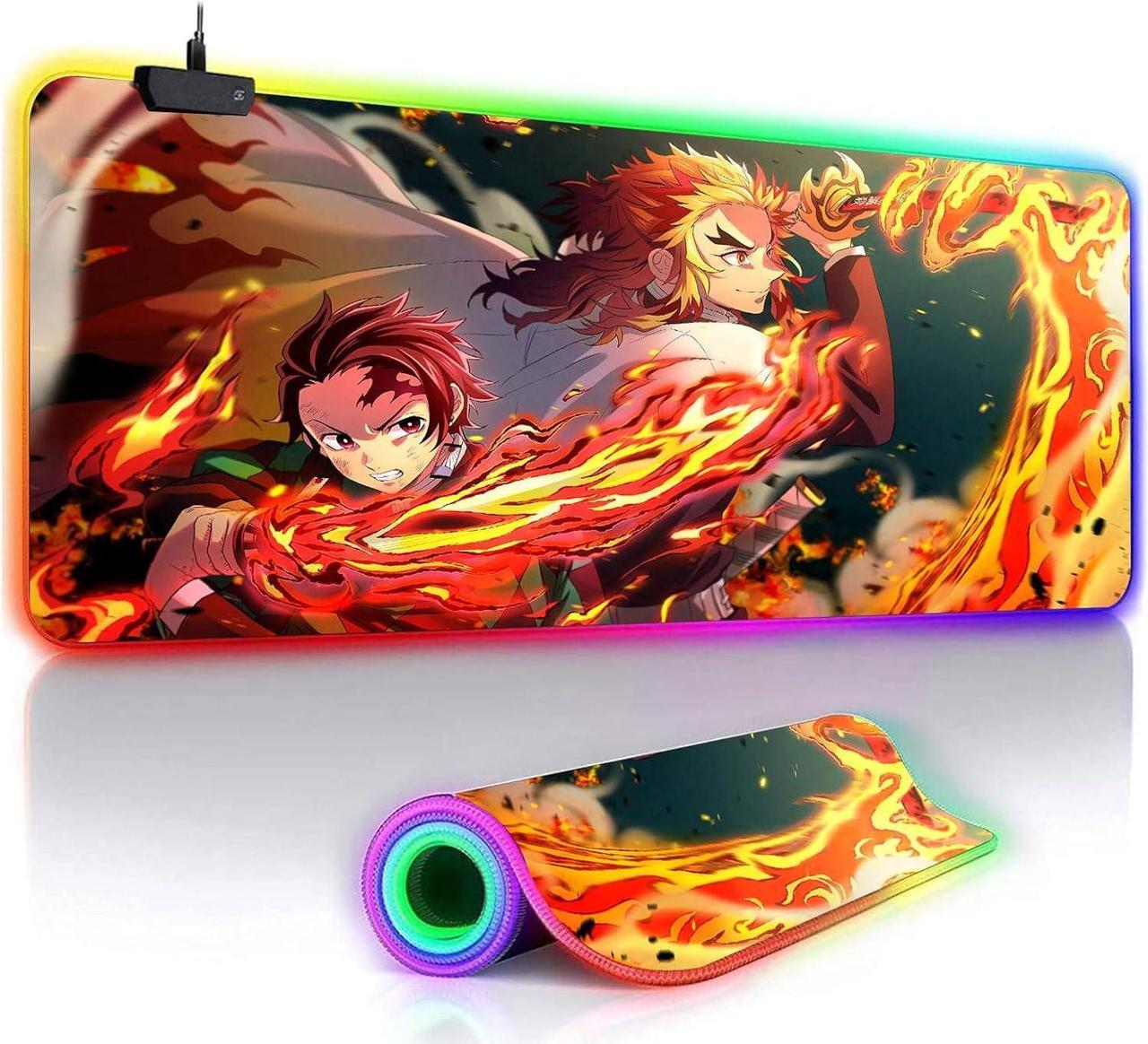 Main image of RGB XX-Large Gaming Anime Mouse Pad Custom Desk Pad Mousepad with Anti-Slip Rubber Base and Stitched Edges Mouse Mat Portable Desk Mat for Office Computer Work Game Desk Decor 31.5X15.7 inch