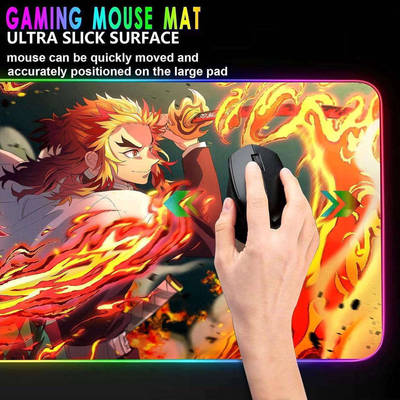 Alt view image 4 of 7 - RGB XX-Large Gaming Anime Mouse Pad Custom Desk Pad Mousepad with Anti-Slip Rubber Base and Stitched Edges Mouse Mat Portable Desk Mat for Office Computer Work Game Desk Decor 31.5X15.7 inch