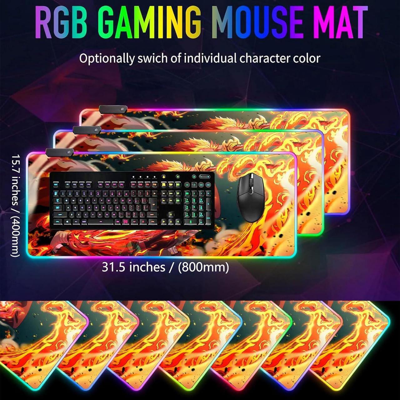 Alt view image 5 of 7 - RGB XX-Large Gaming Anime Mouse Pad Custom Desk Pad Mousepad with Anti-Slip Rubber Base and Stitched Edges Mouse Mat Portable Desk Mat for Office Computer Work Game Desk Decor 31.5X15.7 inch