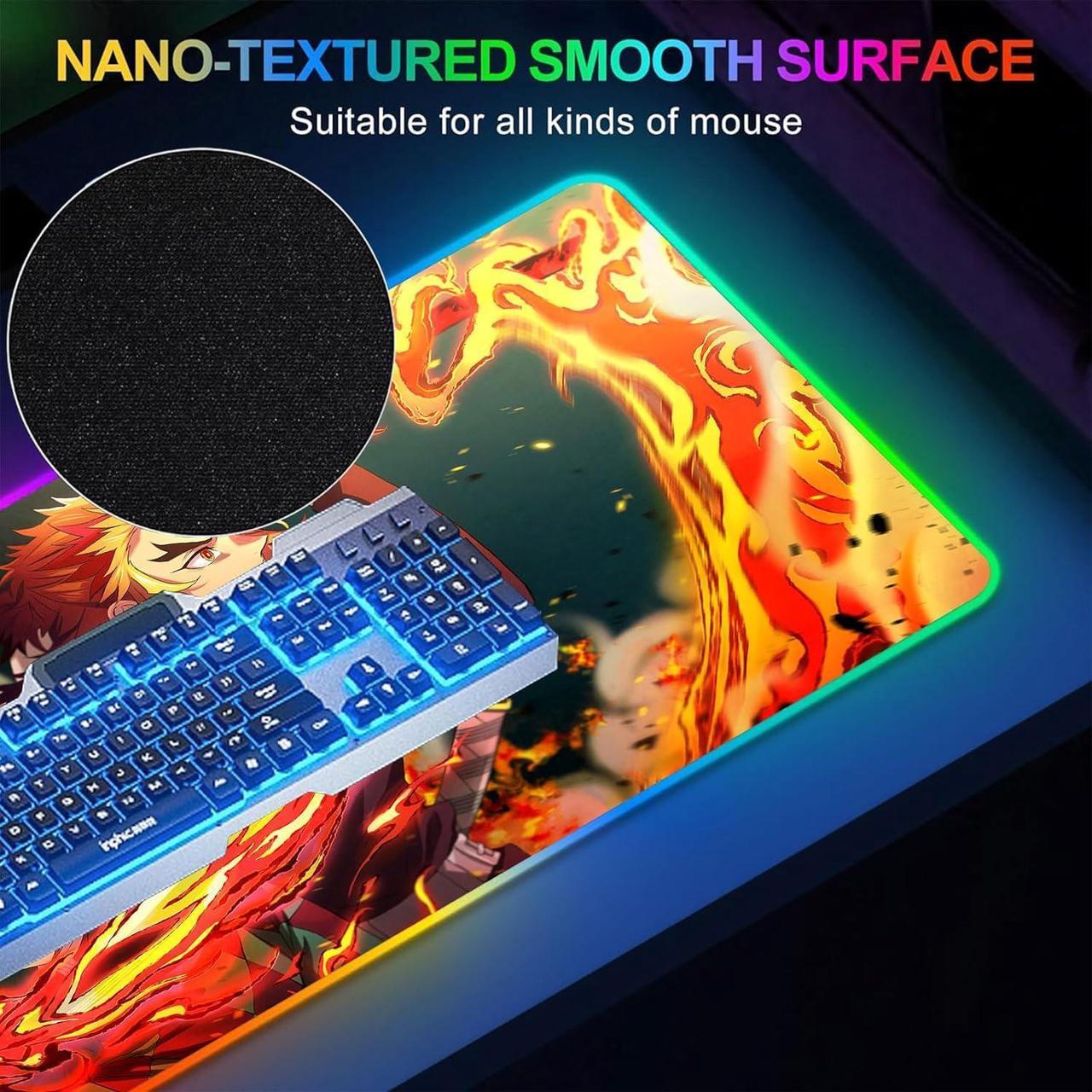 Alt view image 6 of 7 - RGB XX-Large Gaming Anime Mouse Pad Custom Desk Pad Mousepad with Anti-Slip Rubber Base and Stitched Edges Mouse Mat Portable Desk Mat for Office Computer Work Game Desk Decor 31.5X15.7 inch
