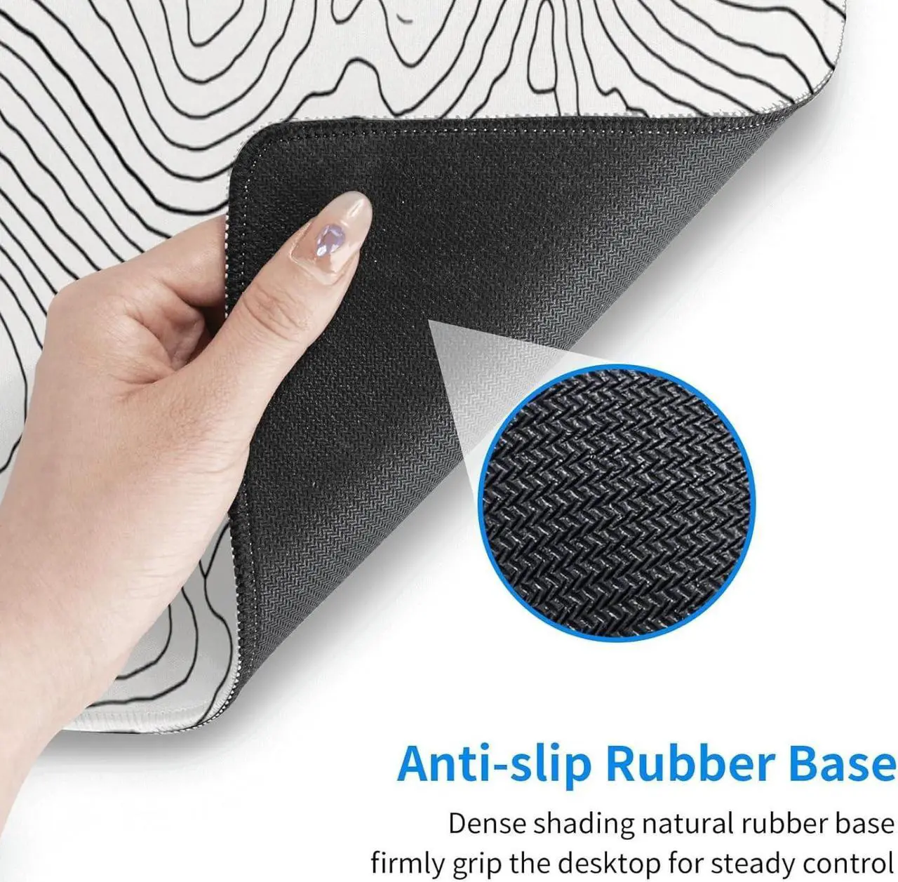 Alt view image 7 of 7 - Topographic White Gaming Mouse Pad 12x 31.5in Desk Mat Minimalist Mouse Pads for Desk Extended White Keyboard Mousepad with Non-Slip Base and Stitched Edge