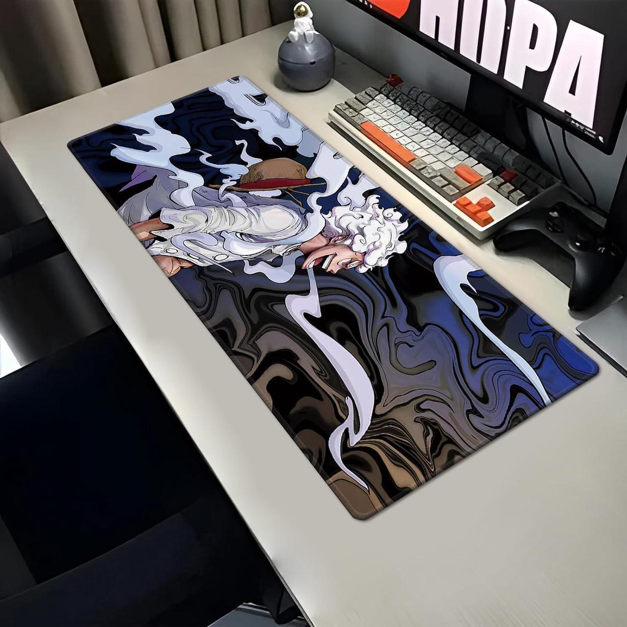 Alt view image 3 of 7 - Anime One Piece Gaming Mouse Pad Non-Slip Rubber Desk Mat Gear 5 Luffy Mousepad for Office Desk Decor 31.5 x 11.8inches x 3mm