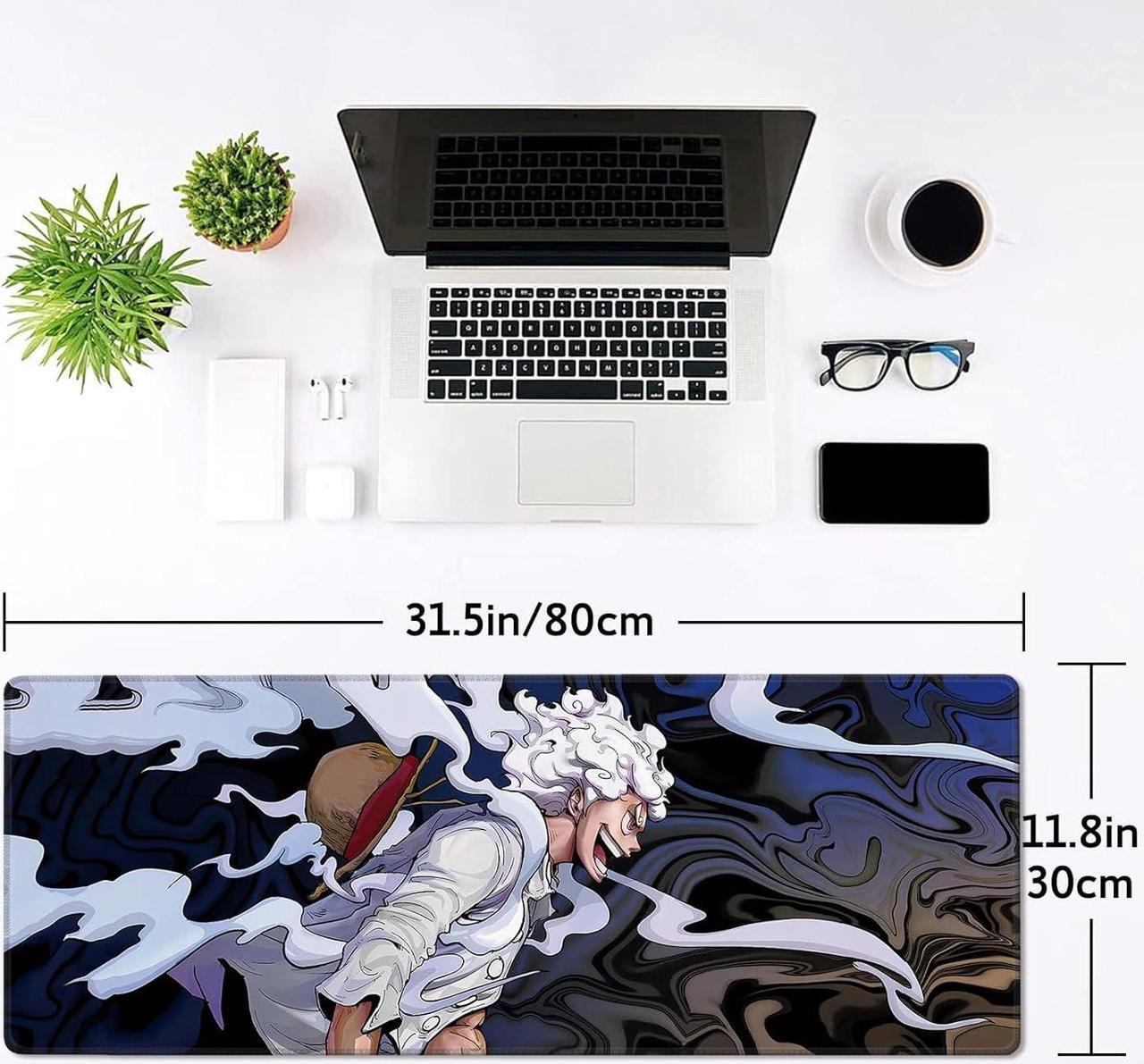 Alt view image 6 of 7 - Anime One Piece Gaming Mouse Pad Non-Slip Rubber Desk Mat Gear 5 Luffy Mousepad for Office Desk Decor 31.5 x 11.8inches x 3mm