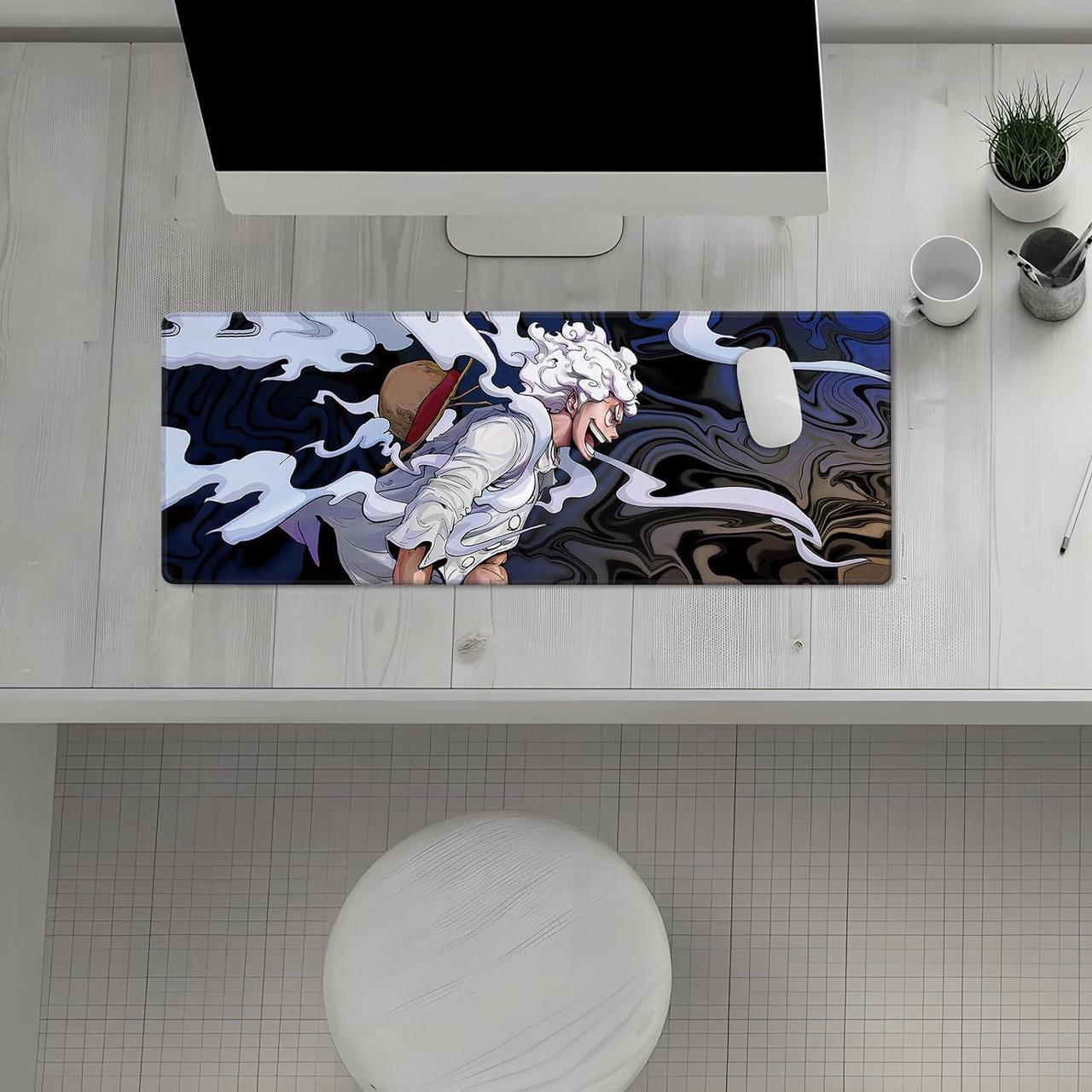 Alt view image 7 of 7 - Anime One Piece Gaming Mouse Pad Non-Slip Rubber Desk Mat Gear 5 Luffy Mousepad for Office Desk Decor 31.5 x 11.8inches x 3mm