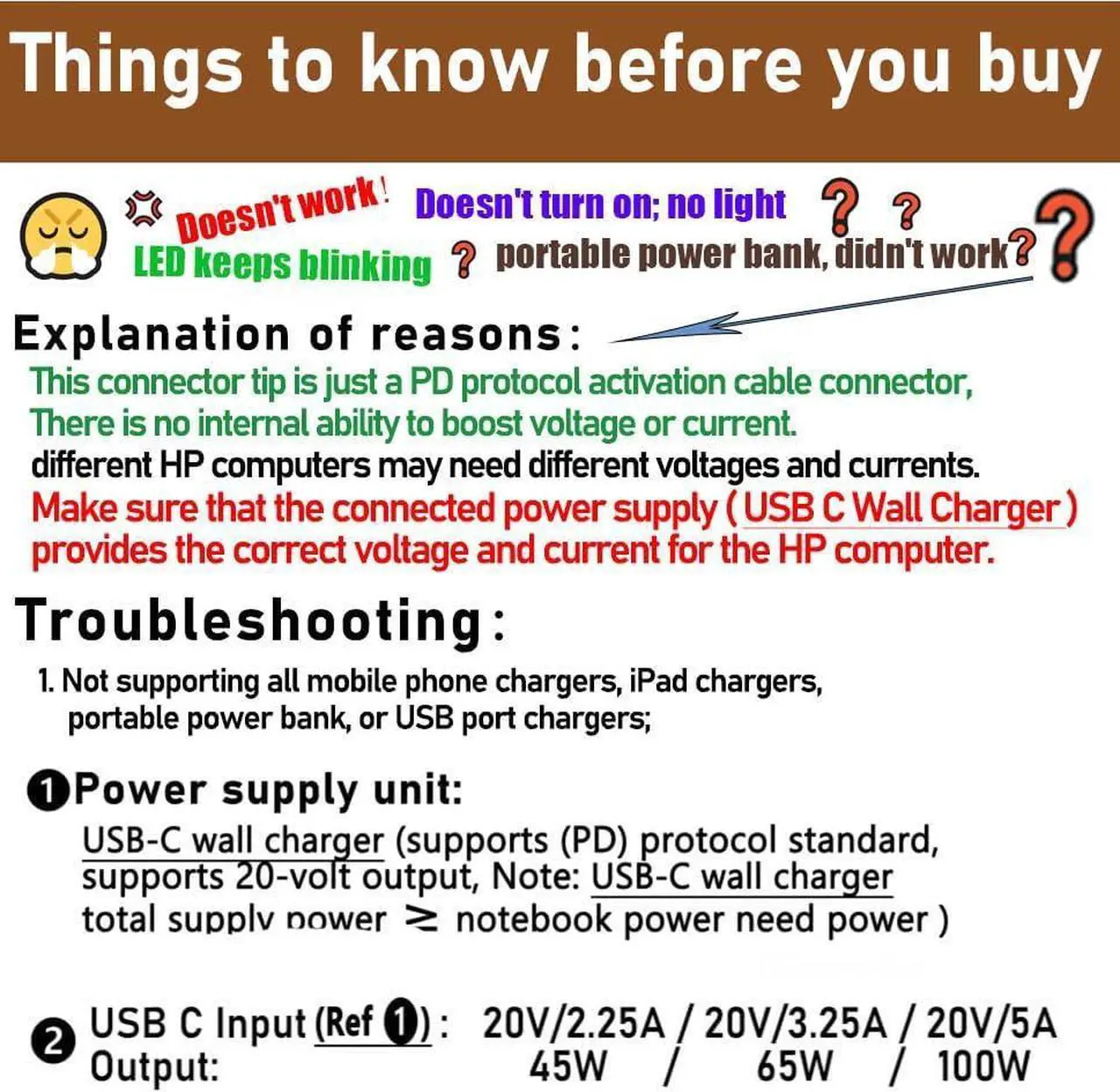 Alt view image 2 of 7 - USB C to 4.5mm Laptop Charging Female Type C to Male DC 4.5 x 3.0mm Jack Plug Converter 100W PD Power Charger Connector Tip for Probook Notebook Elitebook f211wm f233wm Envy 17 13 15 HP 45W/65W laptop