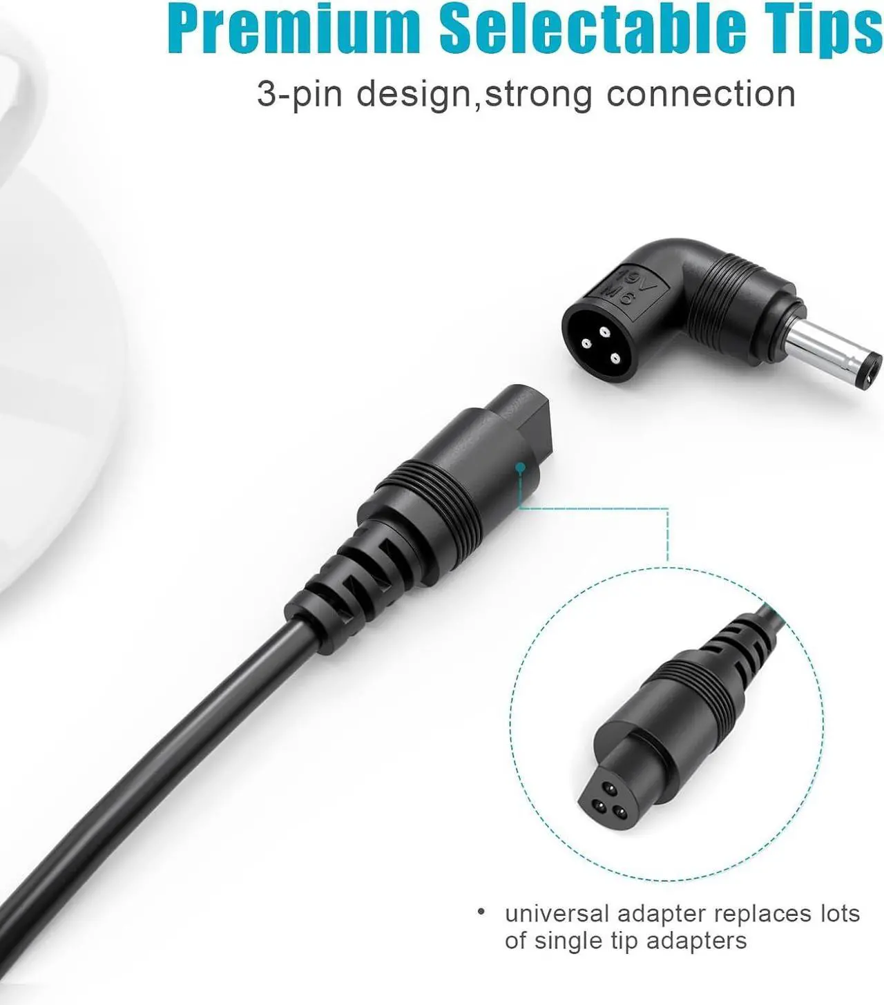 Alt view image 7 of 7 - Universal Laptop Charger 90W AC Adapter for Chromebook Hp    Toshiba   Sony Notebook 15V 16V 18.5V 19V 19.5V 20V DC Power Supply Cord