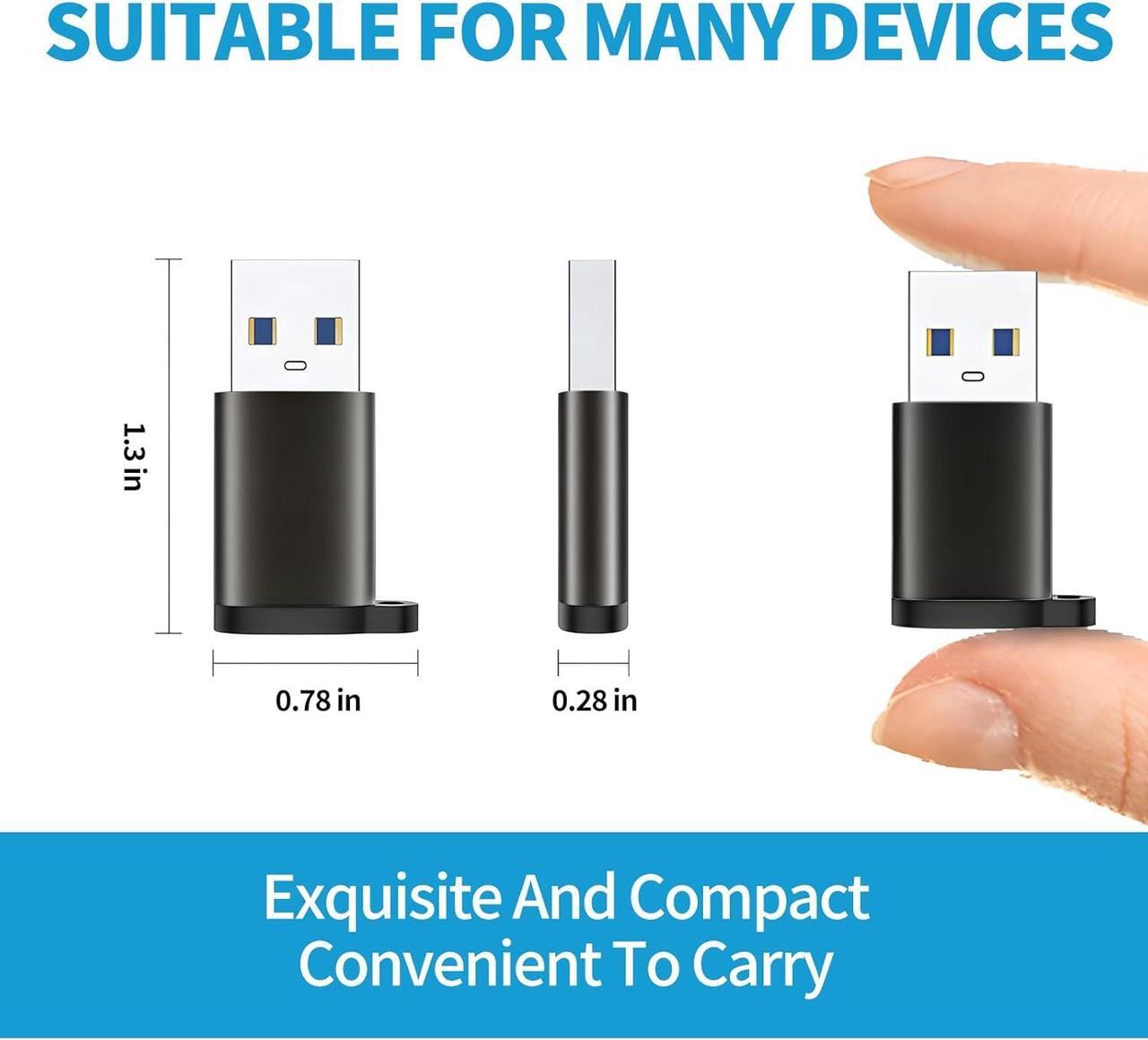 Alt view image 3 of 7 - USB to USB C 3.0 Adapter 4 Pack Type C to USB A Converter USB-C Female to USB Male Compatible for Apple MacBook Pro Mac Book iPad iPhone 16 15 14 13 12 Pro Max  Galaxy S20-S23 More Black