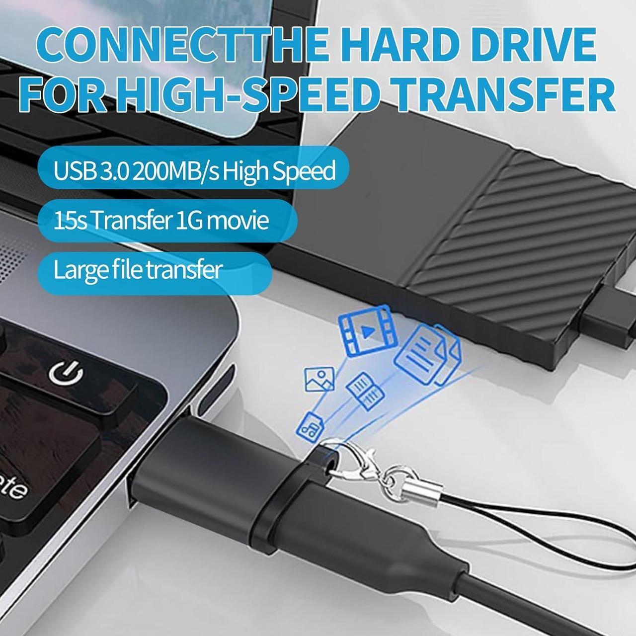Alt view image 5 of 7 - USB to USB C 3.0 Adapter 4 Pack Type C to USB A Converter USB-C Female to USB Male Compatible for Apple MacBook Pro Mac Book iPad iPhone 16 15 14 13 12 Pro Max  Galaxy S20-S23 More Black