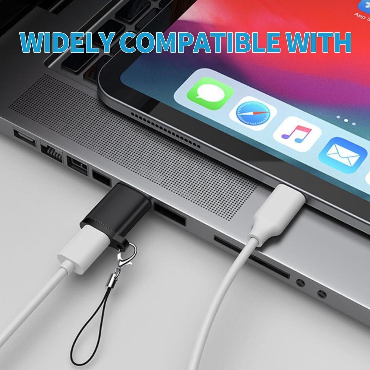 Alt view image 6 of 7 - USB to USB C 3.0 Adapter 4 Pack Type C to USB A Converter USB-C Female to USB Male Compatible for Apple MacBook Pro Mac Book iPad iPhone 16 15 14 13 12 Pro Max  Galaxy S20-S23 More Black