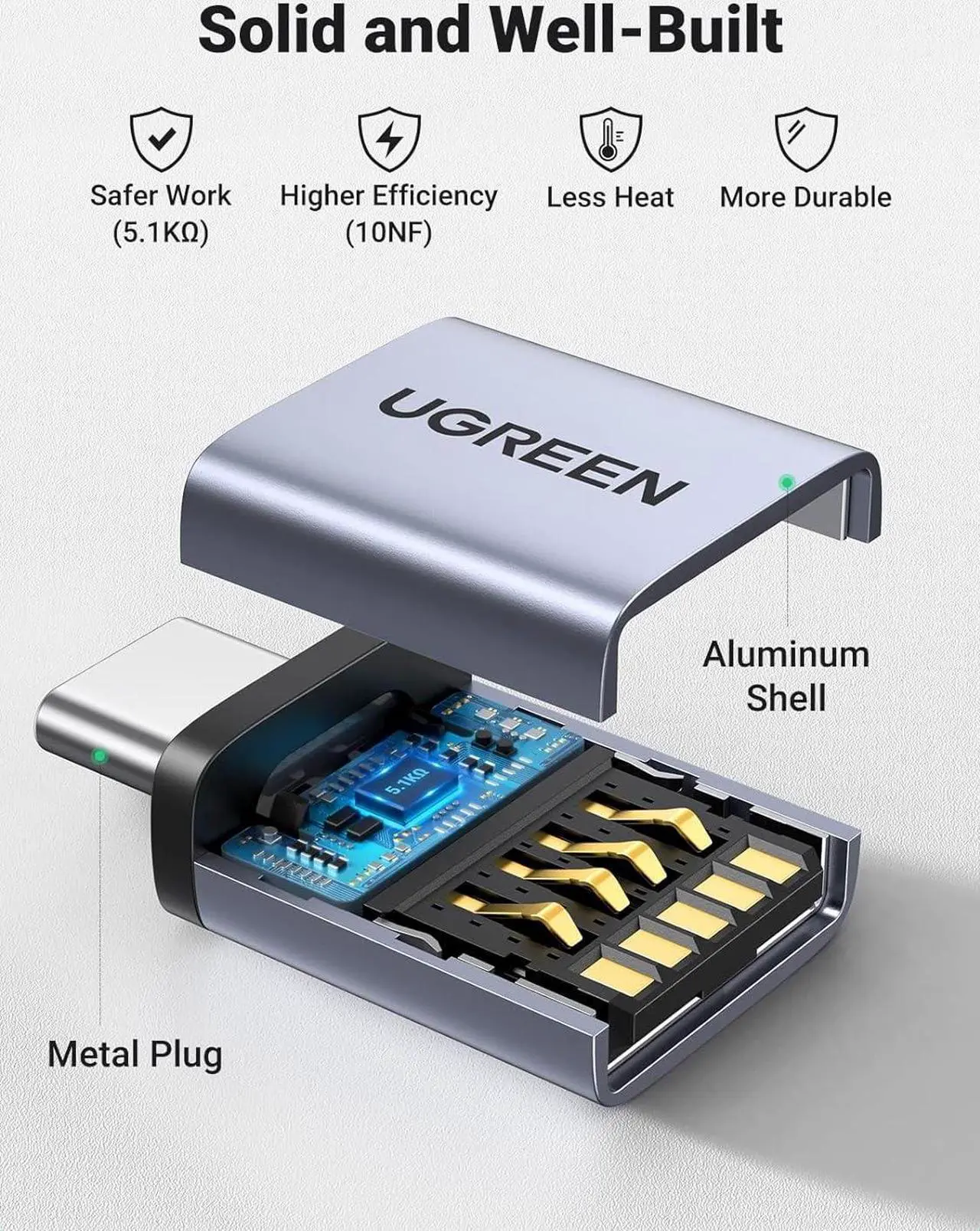 Alt view image 4 of 7 - USB to USB C Adapter 10Gbps 2 Pack USB C to USB Adapter USB C 3.2 Gen 2 Male to USB A Female Adapter Compatible with iPhone 16 15 Pro//MacBook Pro/Air/iPad Pro Thunderbolt 4/3 Gray