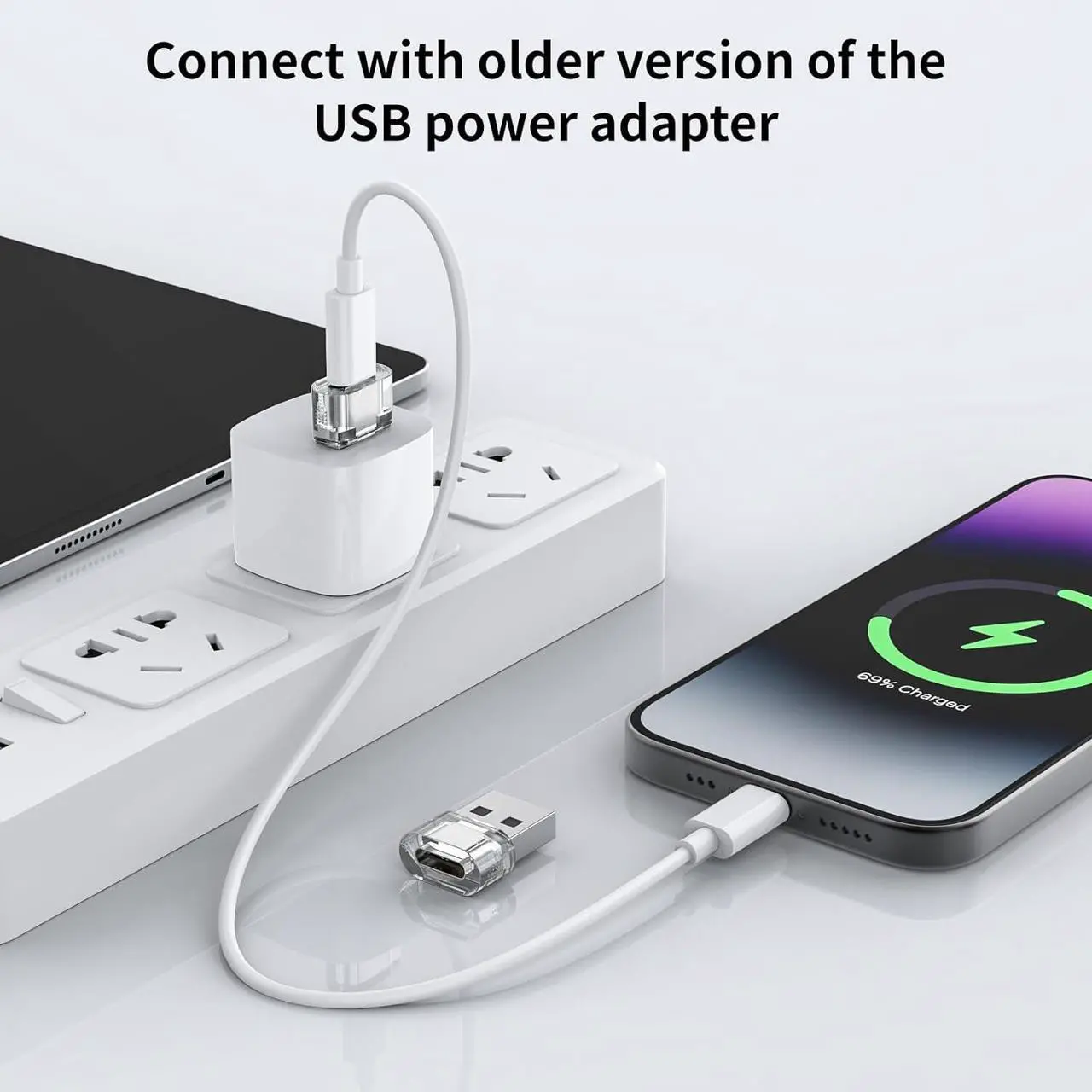 Alt view image 4 of 7 - 10 Pack USB to USB C Adapter USB C Female to A Male Charger Converter Compatible with Apple Watch iPhone 15 14 13 12 Pro Max Plus Note iPad 9 10 Air 5 Mini 6 Galaxy Pixel and etc.(Clear)