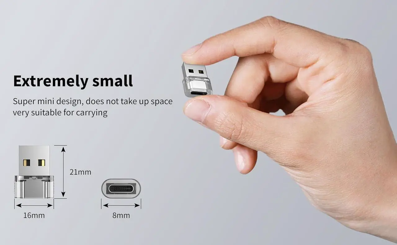 Alt view image 7 of 7 - 10 Pack USB to USB C Adapter USB C Female to A Male Charger Converter Compatible with Apple Watch iPhone 15 14 13 12 Pro Max Plus Note iPad 9 10 Air 5 Mini 6 Galaxy Pixel and etc.(Clear)