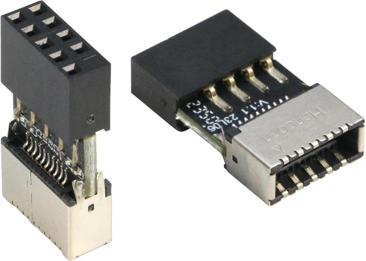 Main image of USB 2.0 to USB 3.2 Gen 1 Header Adapter [2-Pack] Internal 9Pin Female to USB 3.1 Type-E (A-Key) Female Converter for Extending USB C Ports on Front Panel of PC