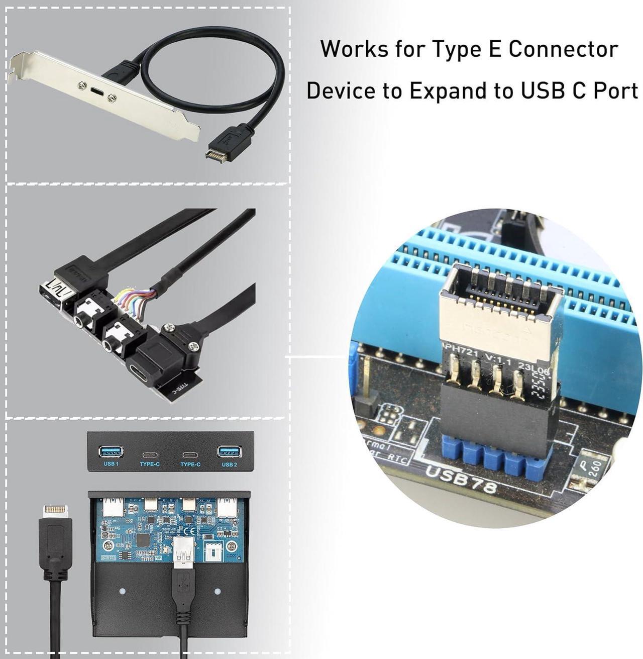 Alt view image 7 of 7 - USB 2.0 to USB 3.2 Gen 1 Header Adapter [2-Pack] Internal 9Pin Female to USB 3.1 Type-E (A-Key) Female Converter for Extending USB C Ports on Front Panel of PC