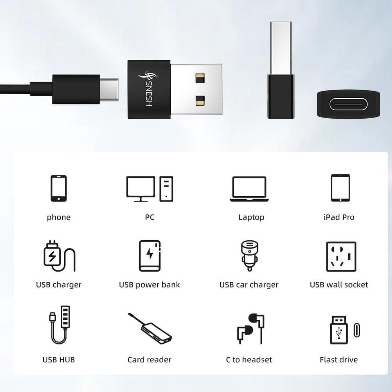 Alt view image 4 of 7 - -2 Pack USB-C Female to USB Male Adapter USB C to USB A Adapter Compatible with Mbook Notebook Tablet Smartphone Such as  Galaxy