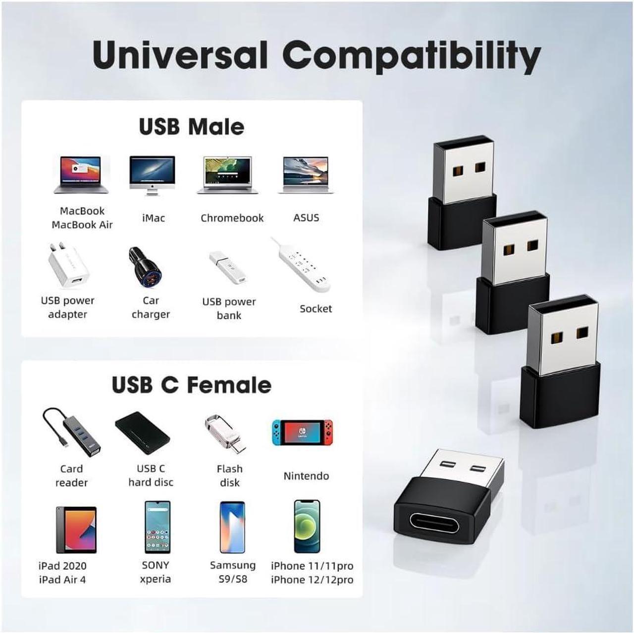 Alt view image 5 of 7 - -2 Pack USB-C Female to USB Male Adapter USB C to USB A Adapter Compatible with Mbook Notebook Tablet Smartphone Such as  Galaxy