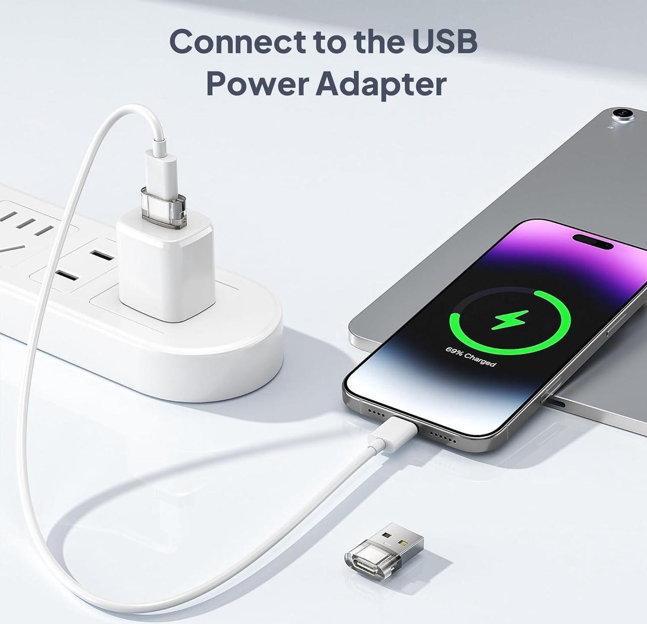 Alt view image 2 of 7 - USB to USB C Adapter 4 Pack Transparent Type-C Female to A Male Car Charger Converter for New iPhone 16 Pro Max Plus 15 14 13 Apple Watch 10 9 8 Airpods iPad Air 5 Mini 6 7  S24 Ultra