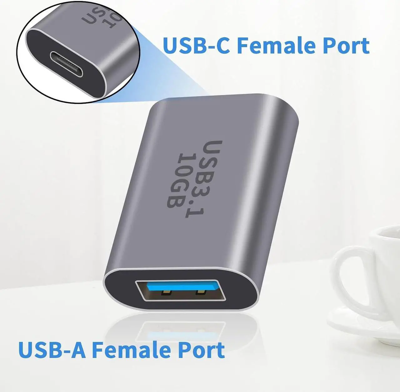 Alt view image 5 of 7 - USB C Female to USB Female Adapter 3.1 Gen2 USB C Female to USB A Female Adapter USB 3.1 A to USB Type C Adapter Double-Sided 10 Gbps Support Data Sync and Charging for Laptop PC etc 1Pack