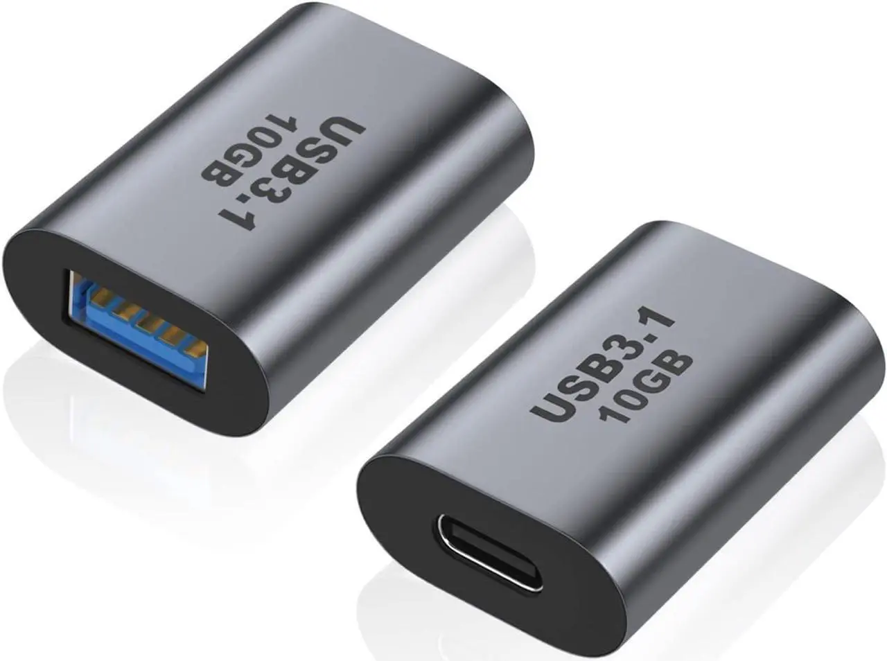 Main image of USB Female to USB C Female Adapter (2 Pack) 10Gbps USB 3.1 to Type-C Extension Coupler Converter Extender Connector Support Fast Charging for PC Laptop Charger Power Bank