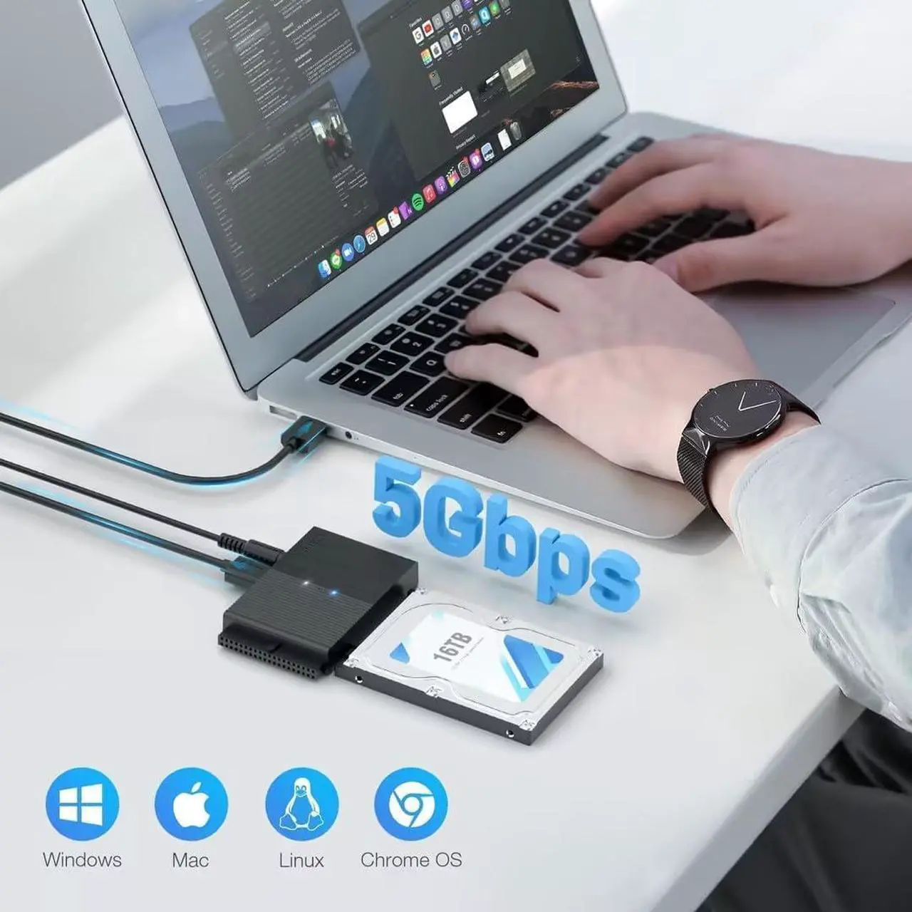 Alt view image 2 of 7 - USB 3.0 to SATA or IDE Adapter Hard Drive Adapter Cable Universal for 2.5/3.5 inch SATA HDD/SSD & IDE HDD with 12V Power Adapter