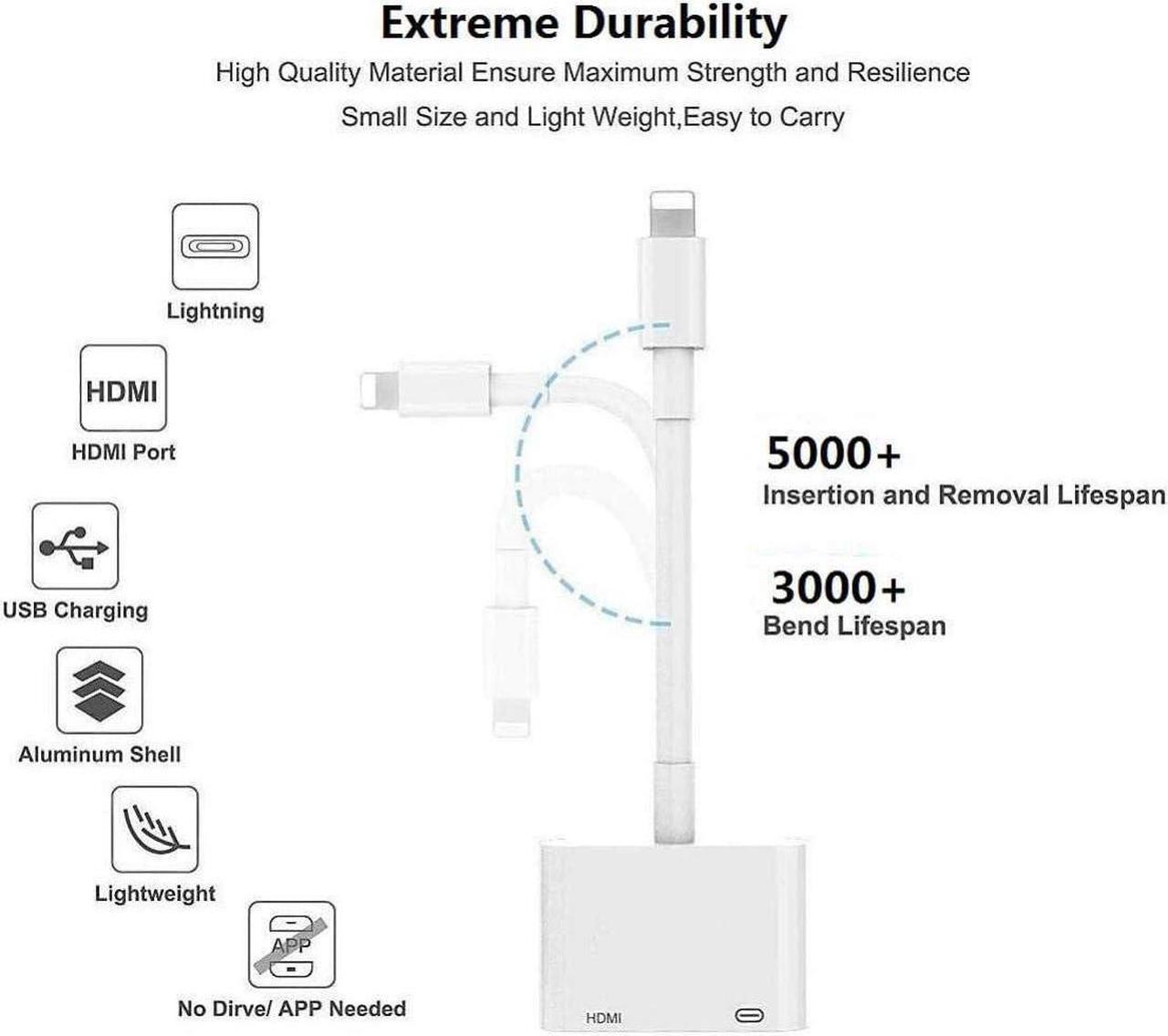 Alt view image 4 of 7 - Apple MFi Certified Apple Lightning to HDMI Adapter for iPhone to TV 1080P Digital AV Adapter Sync Screen with Lightning Charging Port for iPhone 14 13 12 11 XS XR X 8 7 iPad to TV/Projector/Monitor