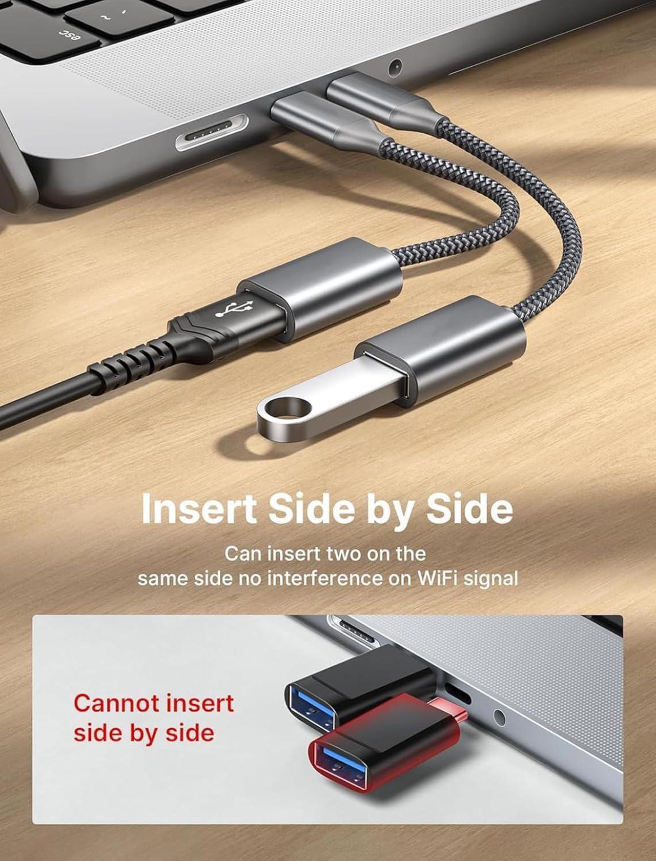Alt view image 3 of 7 - OTG USB-C to USB 3.0 Adapter [2Pack] Thunderbolt 3 Compatible with Apple MacBook Pro/Air iPhone 16 Pro Max/Plus/15  Galaxy S24/S23/S22/S21