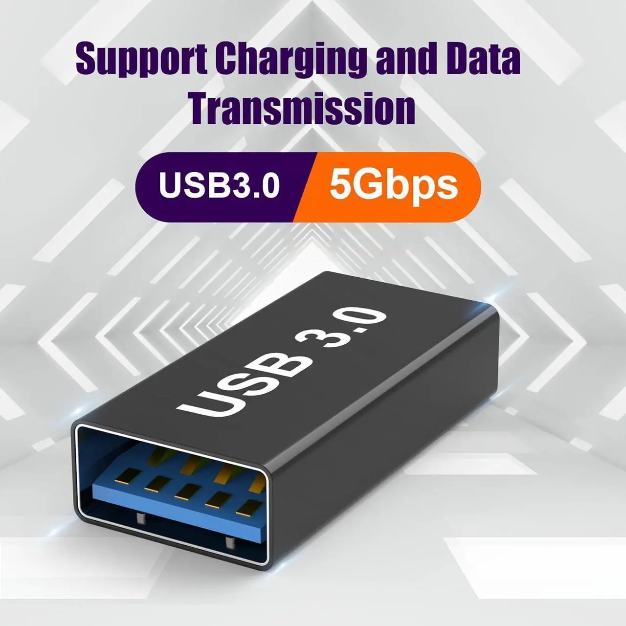 Alt view image 2 of 7 - 4 Pack USB-C Female to USB-A Female Bidirectional Adapter Type-C USBC 3.2 Gen 1 Coupler Extender Extension Converter Connector Black