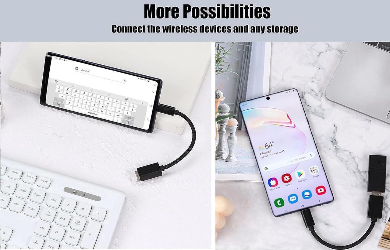 Alt view image 5 of 6 - OTG USB-C 3.0 Adapter (2 Pack) Compatible with  Galaxy Tab S5e to Quick Multi-Use Functions to Backup Keyboard mice Thumb Drives Saves More (Black)
