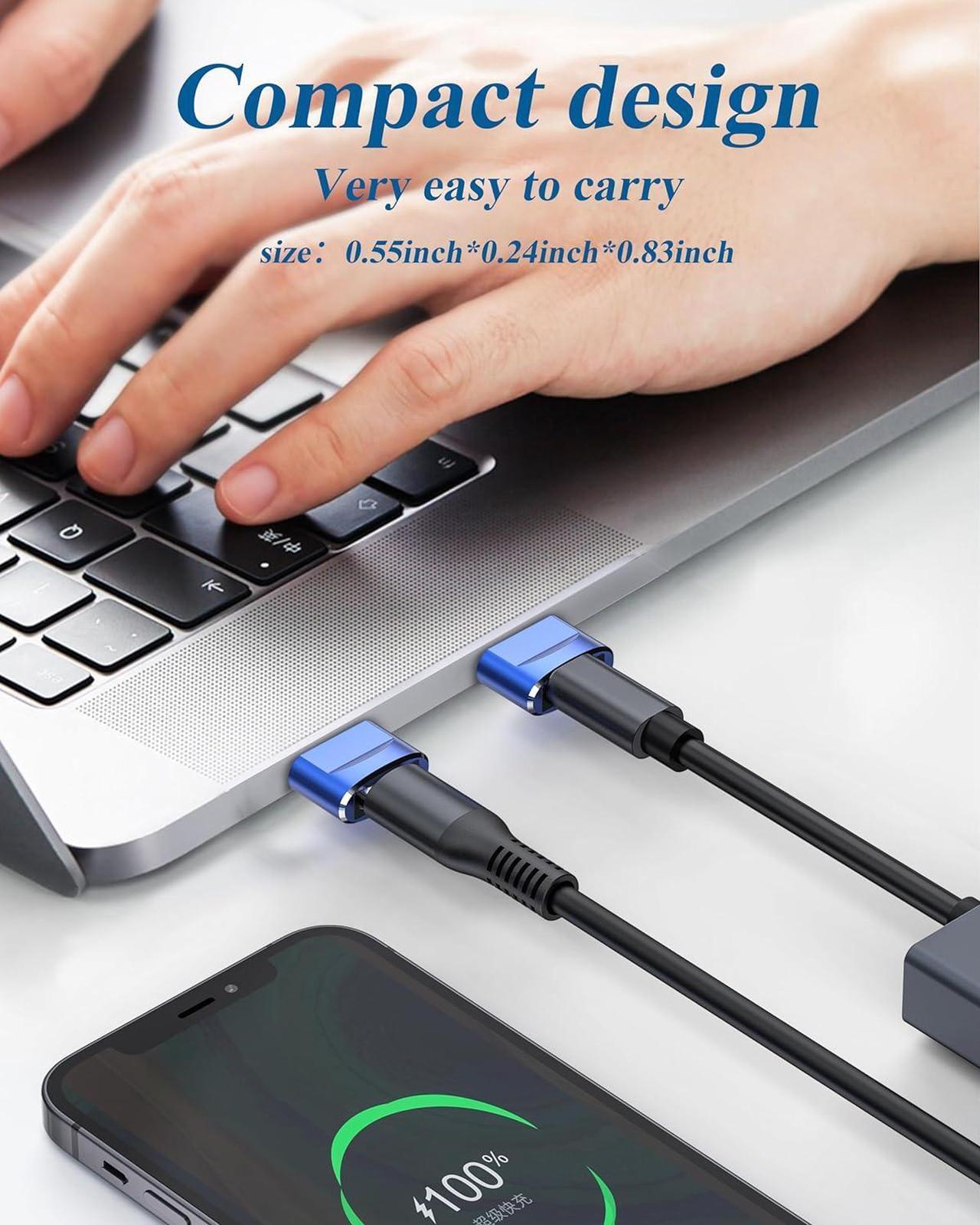 Alt view image 3 of 7 - USB C Female to USB A Male Adapter 4 Pack Type C Charger Cable Power Converte Compatible with Apple Watch Ultra iWatch 8 Phone 15 14 13 12 Pro Plus Max iPad Samsung Galaxy S23 S22 (Blue)