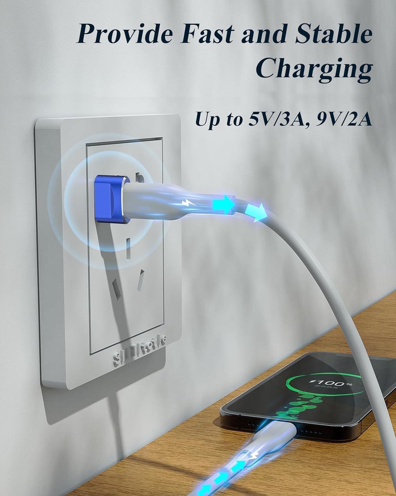 Alt view image 5 of 7 - USB C Female to USB A Male Adapter 4 Pack Type C Charger Cable Power Converte Compatible with Apple Watch Ultra iWatch 8 Phone 15 14 13 12 Pro Plus Max iPad Samsung Galaxy S23 S22 (Blue)