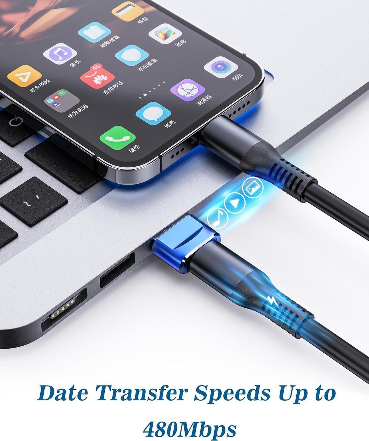 Alt view image 4 of 7 - USB C Female to USB A Male Adapter 4 Pack Type C Charger Cable Power Converte Compatible with Apple Watch Ultra iWatch 8 Phone 15 14 13 12 Pro Plus Max iPad Samsung Galaxy S23 S22 (Blue)