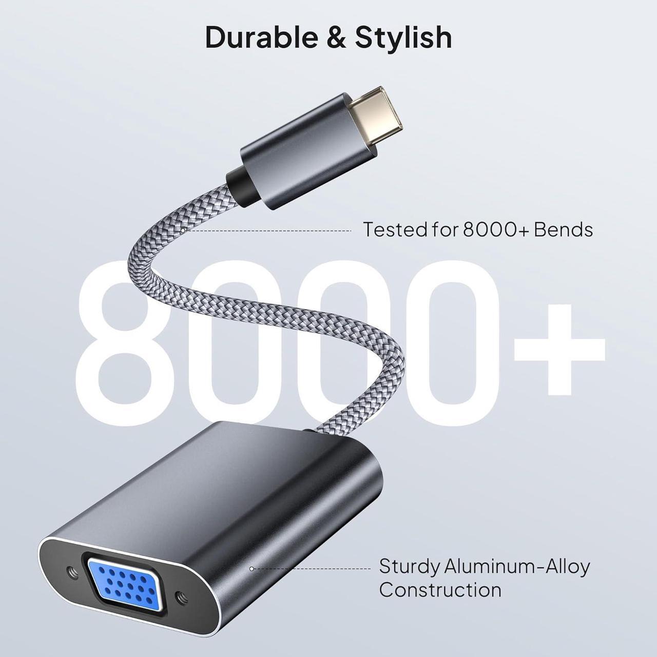 Alt view image 4 of 7 - USB C to VGA Adapter for Macbook Pro/Monitor Type-C (Thunderbolt 3/4) to VGA (15 Pin)Video Cable Converter for Chromebook Apple iPhone 16 15 Max Plus Mac Air iPad iMac  XPS Surface Book HP