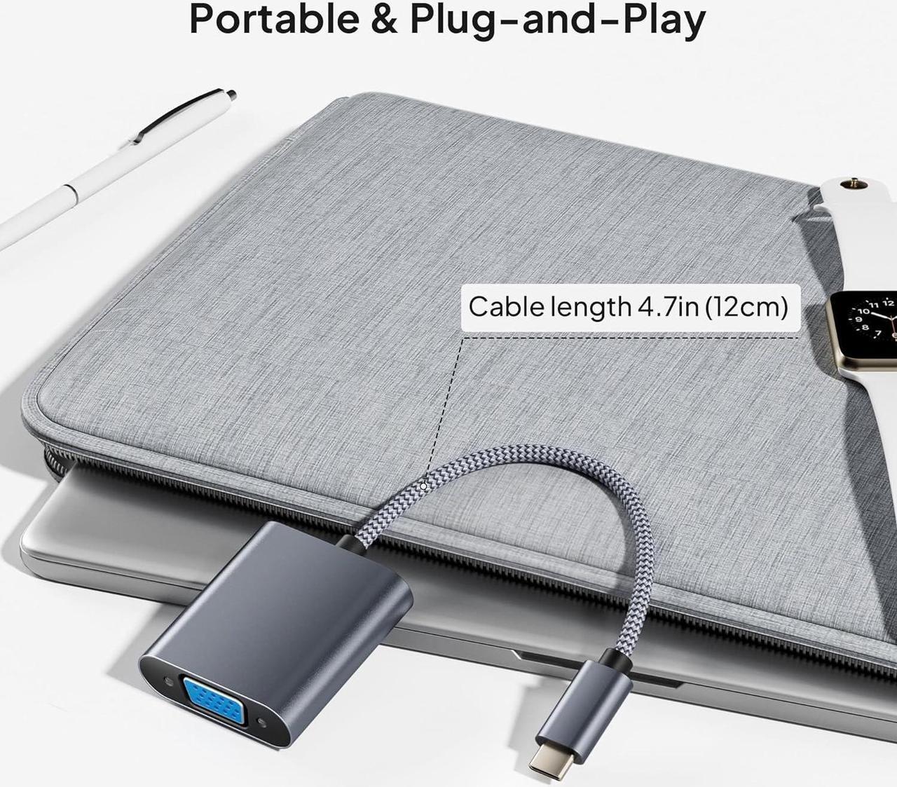 Alt view image 5 of 7 - USB C to VGA Adapter for Macbook Pro/Monitor Type-C (Thunderbolt 3/4) to VGA (15 Pin)Video Cable Converter for Chromebook Apple iPhone 16 15 Max Plus Mac Air iPad iMac  XPS Surface Book HP