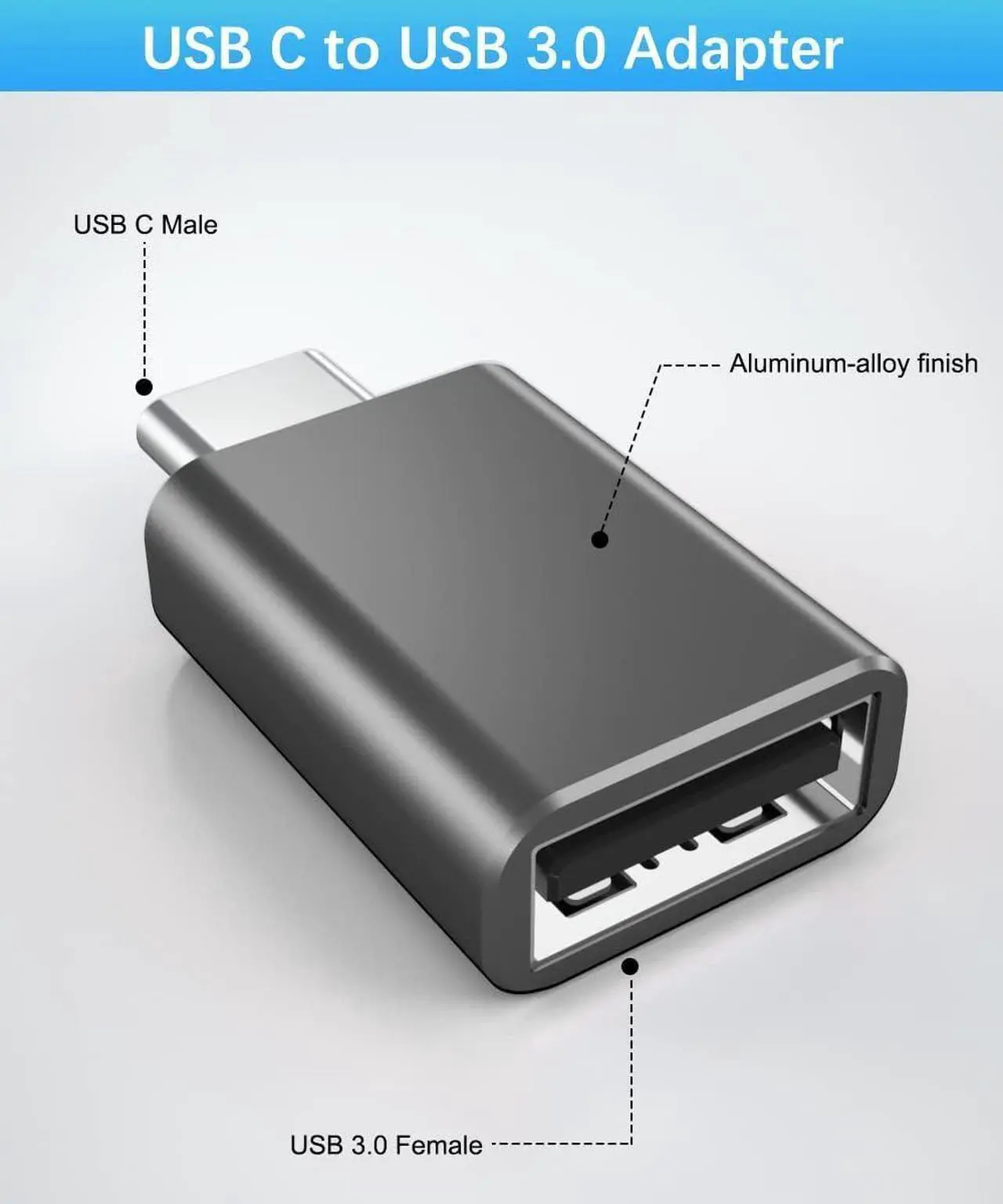 Alt view image 6 of 7 - USB to USB C Adapter with C Male to 3.0 Female Charger 4Pack Thunderbolt 4 OTG Converter for MacBook iPhone 16 15 14 13 Plus Pro Max Mini  Galaxy AI S24 S23 22 Ultra iPad Air AirPods